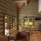 Dining room in custom log cabin
