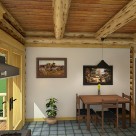 Interior log cabin dining room