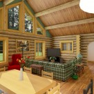 Living room of log home