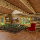 Interior of log home living room
