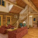 Interior living room in custom log home