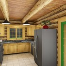 Log home kitchen rendering