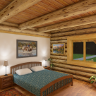 Master bedroom in log home