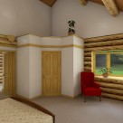 Master bedroom in custom log home