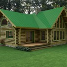 Log home with covered porch