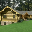 Exterior side view of custom log home