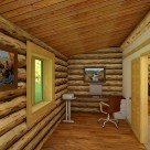 Interior of office in handcrafted log home