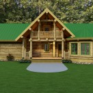 Entryway of handcrafted log home
