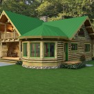 Custom log home with sun room bay