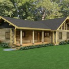 Exterior log home with covered porch