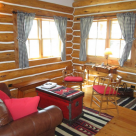 Living room in small log cabin