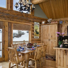 Dining room in handcrafted log home
