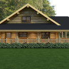 Exterior of log cabin with wrap around porch