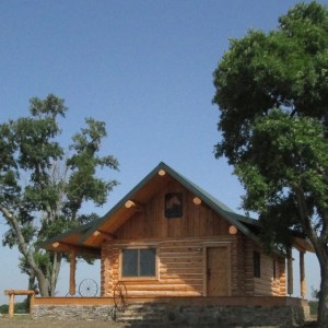 exterior of log cabin