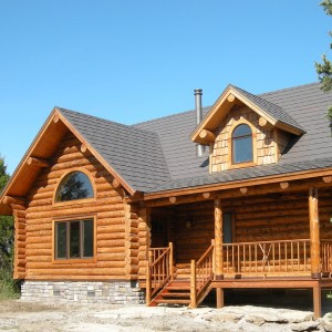 Exterior of handcrafted log home