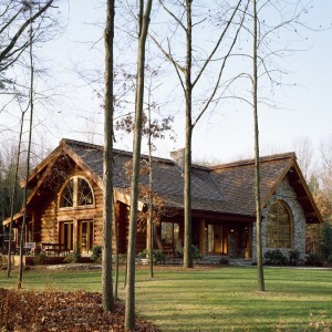 Exterior of custom log home