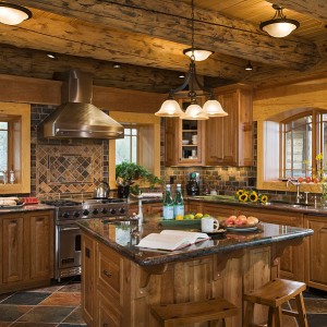 Beautiful kitchen in log home