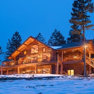 Log home in winter