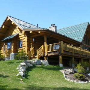 Exterior of handcrafted log home