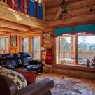 Comfortable great room of a custom log home
