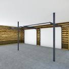 Interior rendering of log garage