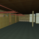Interior rendering of log garage with 4 bays.