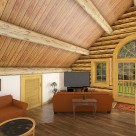 Log home with french doors and arched windows interior rendering
