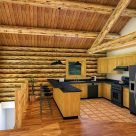 log cabin kitchen with cathedral ceilings