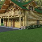 Exterior log garage with living above