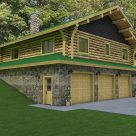 exterior log cabin built over garage