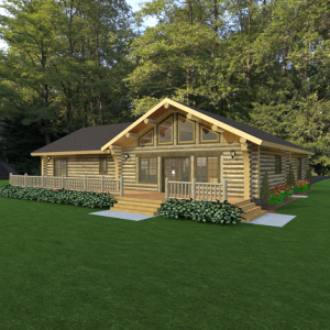 Front rendering of log home