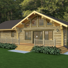 Ranch style handcrafted log home rendering