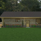 Ranch style log home rendering