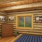 Rendering of handcrafted log home bedroom