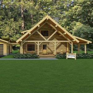 Front rendering of log cabin