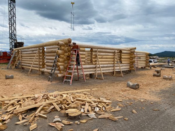 Construction of full scribe log homes creates a nice pile of firewood. It doesn't even need to be split.